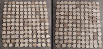 Approximately 130 Queen Victorian Veiled Head Shillings.