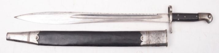 A British Elcho 1871 pattern Sword bayonet, the sawback blade with single fuller,