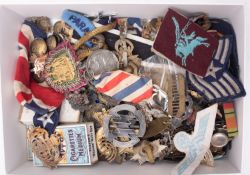 A Collection of various British and Foreign military buttons, badges and cloth patches.