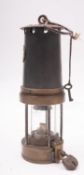 A Patterson lamps Ltd, Type A3 Miners lamp, Felling-On-Tyne, serial number 2793, 26cm high.