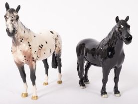 A Royal Doulton Appaloosa horse and Beswick black horse, both in gloss finish,