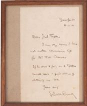 BADEN-POWELL, Maj. Gen. R.S.S .. ( 1837-1941 ) Twelve-line manuscript letter addressed, dated 10. 1.