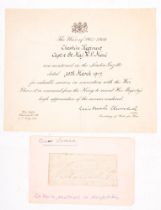 QUEEN VICTORIA : cut signature. With - First World War, "mentioned in dispatches".