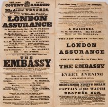 PLAYBILLS - Theatre Royal, Convent Garden, September 30, 1816. " The Italian Lover," etc.