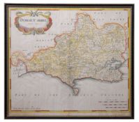 DORSETSHIRE: hand coloured map by Robert Morden, 420 x 360 mm,