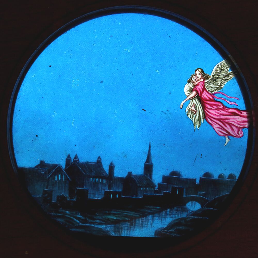 'The Town in Silent Slumber - Night' [angel carrying child moves across night sky] Maker unknown (11 - Image 3 of 4