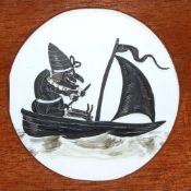 'Kasperl' Set of six slides Single glass slides with black silhouette images in wooden frames, (7