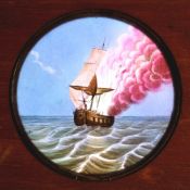 Slide 14, 'Ship on fire' W.E. & F. Newton, London (6 1/2 x 4 x 3/8 inches) Slide 15, 'Survivors on