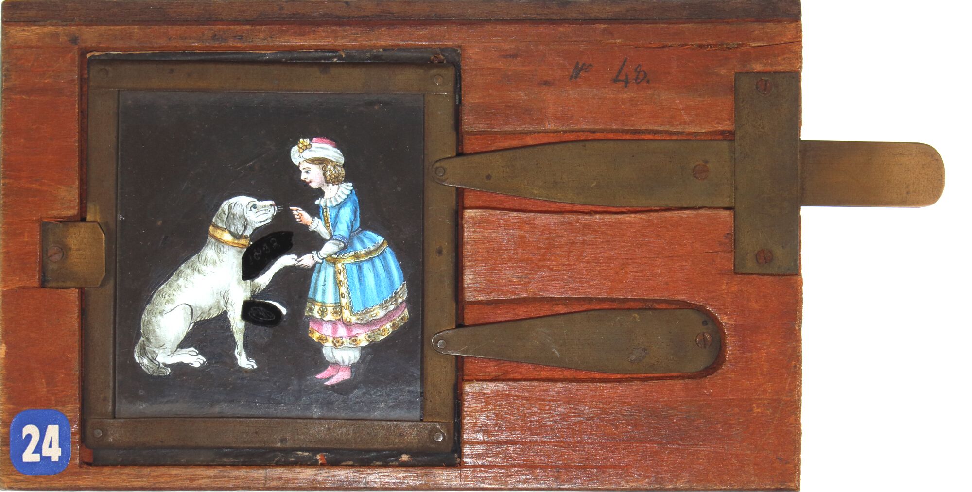 'Girl shaking hands with dog' (16.3 x 9.5 x 1cm) - Image 2 of 2