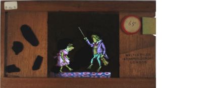 Slide 65, 'Frog dancing teacher' Walter Tyler, 48 Waterloo Road, London (7 x 4 x 3/8 inches), single