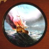 Slide 5,'Ship on fire' Cox, 22 Skinner Street, London (7 x 4 x 3/8 inches) Slide 7,' Survivors on