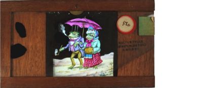 Slide 54, 'Mr and Mrs Frog in the rain' Walter Tyler, 48 Waterloo Road, London (7 x 4 x 3/8 inches),