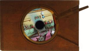 'Rough Sea passage' W.C. Hughes, London; 3 slides, ( 7 x 4⅜ x ⅜ inches). Lever slide - cabin