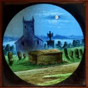 'Churchyard Ghost' (Maker unknown; 2 slides, 7 x 4 x 3/8 inches) [churchyard scene], single; [effect