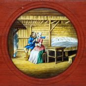 'Hop O' My Thumb' Set of eight slides. Single hand-painted glass slides in wooden frames (6 7/8 x