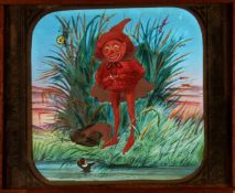 Dreamland Three slides from a larger set Single 3 1/4 x 4 inch slides mounted in wooden frames 6 7/8