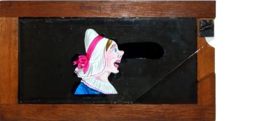 'Woman with growing nose' Maker unknown (7 x 4 x 3/8 inches), single slip