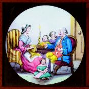 'John Gilpin's Ride to Ware' Set of eight slides Single hand-painted glass slides in wooden