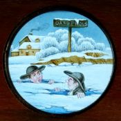 'Two men fallen through ice on pond' Maker unknown (6 7/8 x 3 5/8 x 3/8 inches) 'View in