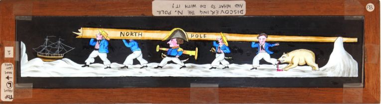 'Discovery of North Pole and what they did with it' Maker unknown (14 1/4 x 3 7/8 x 1/4 inches)