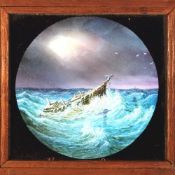 'Wrecked ship's hull in waves' Maker unknown (6 1/2 x4 1/4 x 3/8 inches)