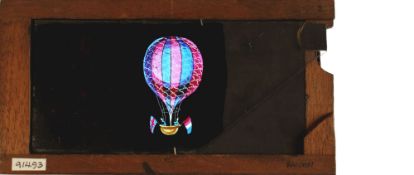 Slide 2, 'Balloon and fireworks' Maker unknown (7 x 3 3/4 x 3/8 inches), single slip