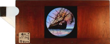 'Raft leaving burning ship' [raft moves from behind ship to leave image] W.C. Hughes, London (9 3/