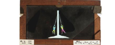 'Fairground swing' [more swinging figures appear] W.H. Barratt, The Roost, Prestwich (7 x 4 x 3/8
