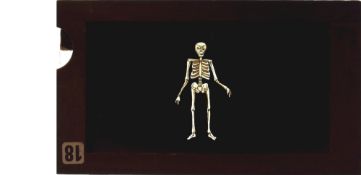 'Skeleton falls apart' Maker unknown (7 x 4 x 3/8 inches), single slip *Notes- Ever since the