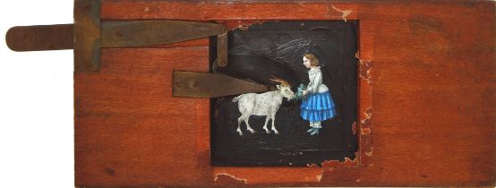 'Goat eating cabbage' [goat's head moves up and down] (21.5 x 9.5 x 1cm), signed 'Desch 1869'