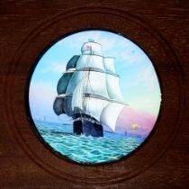 'Sailing ship in full sail' Maker unknown (7 x 4 1/4 x 3/8 inches)