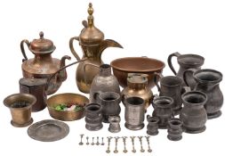 A quantity of domestic metalware, 19th a