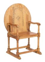 A light oak open monk's armchair in 17th