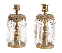 A pair of Regency gilt metal and glass h