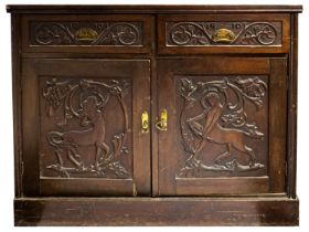 An Art Nouveau carved walnut dresser bas