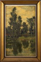 Continental School, late 19th century 'Lake and woodland views' (a pair) Oil on canvas 53 x 32cm.