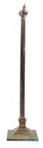 A brass columnar standard lamp, late 19t