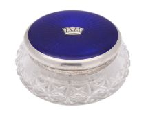 WITHDRAWN LOT An Edward VII silver, glass and enamel powder bowl,