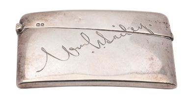 A late Victorian silver card case, William Neale & Sons Chester 1896, of rectangular curved form,