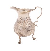 A Victorian silver cream jug, maker's mark rubbed out, probably London 1847, of baluster form, 10.