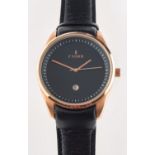 Skagen a gentleman's wristwatch diameter 42mm. Fjord a gentleman's gold-plated wristwatch, the black