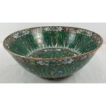 A 20th century oriental large bowl in famille verte, with butterfly detail. Stamp to base. Approx.