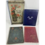 4 Art Nouveau postcard albums (empty), 3 with stylised floral design to front covers.