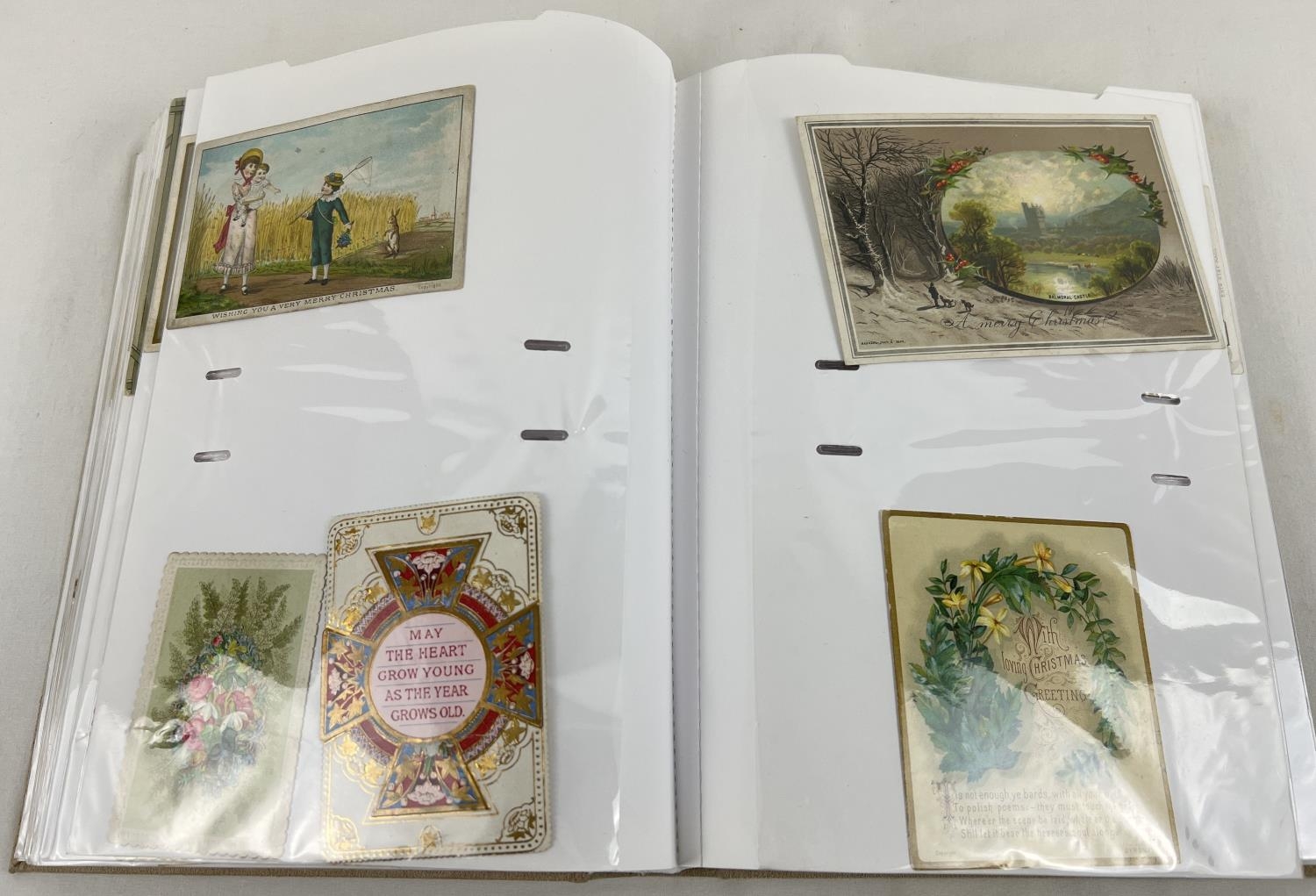 A large album containing 163 assorted Victorian and Edwardian greetings cards. In varying shapes, - Image 4 of 9