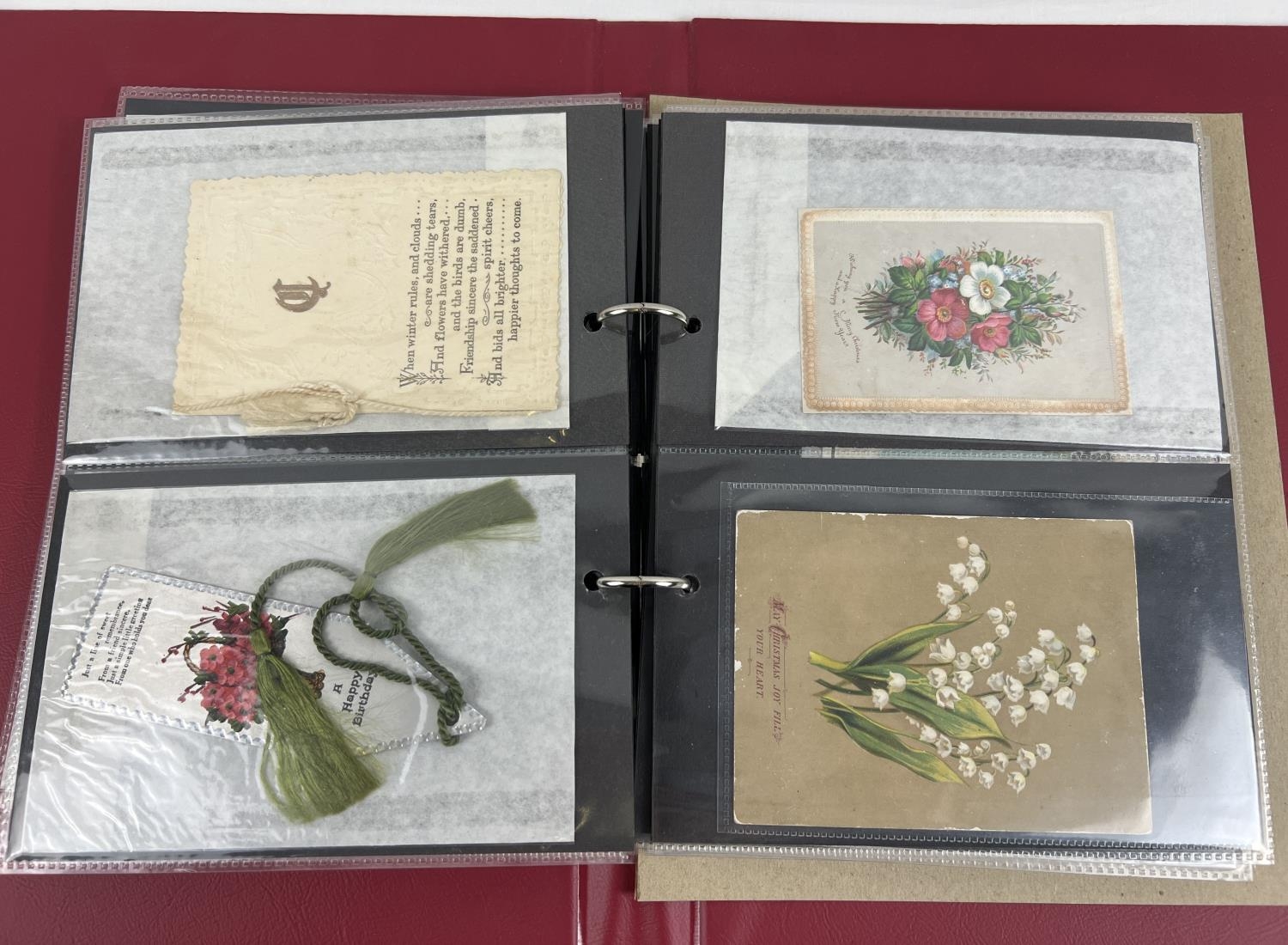 2 albums containing over 100 assorted Victorian & Edwardian greetings cards. In varying styles and - Image 2 of 4