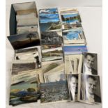 A box of 280+ assorted vintage postcards, to include hand painted Oriental cards, RP's and greetings