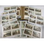 A vintage postcard album of 50+ postcards together with 90+ postcard sized coloured prints of scenes