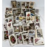 A collection of 200+ assorted Edwardian and vintage greetings cards postcards. For occasions such as