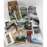 A box of 475+ assorted vintage & more modern colour postcards to include advertising, Athena