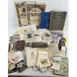 A box of assorted vintage ephemera to include programmes, Menu cards, beer mats, long service